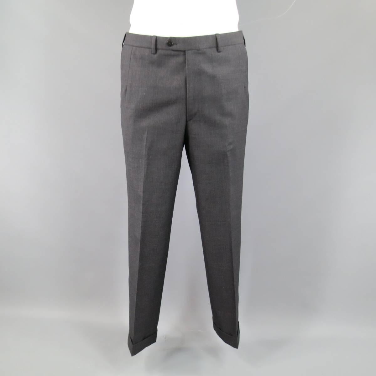 Men's BRIONI 40 Regular Charcoal Textured Wool Notch Lapel Suit 4