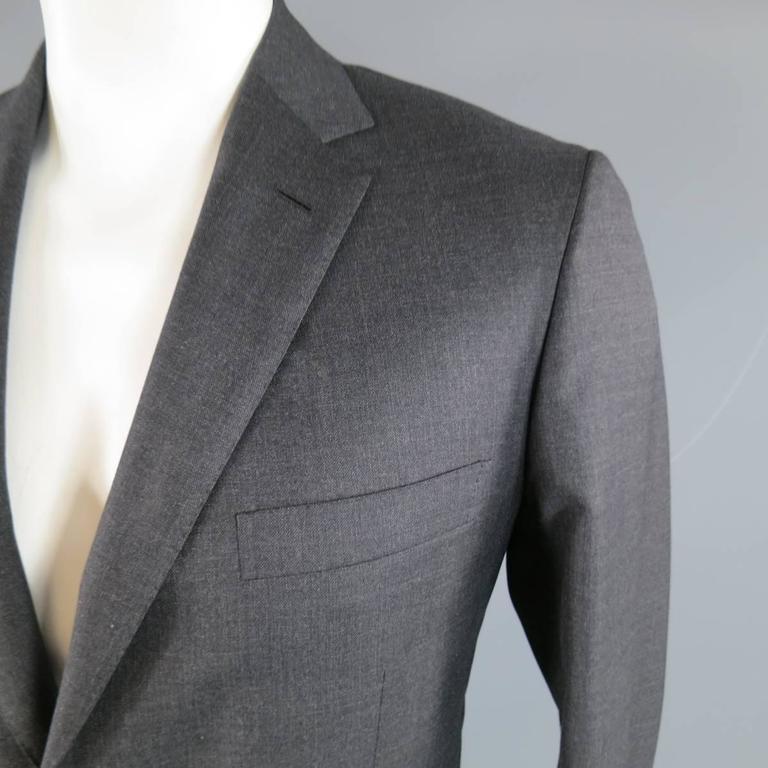 Men's BRIONI 40 Regular Charcoal Textured Wool Notch Lapel Suit at ...