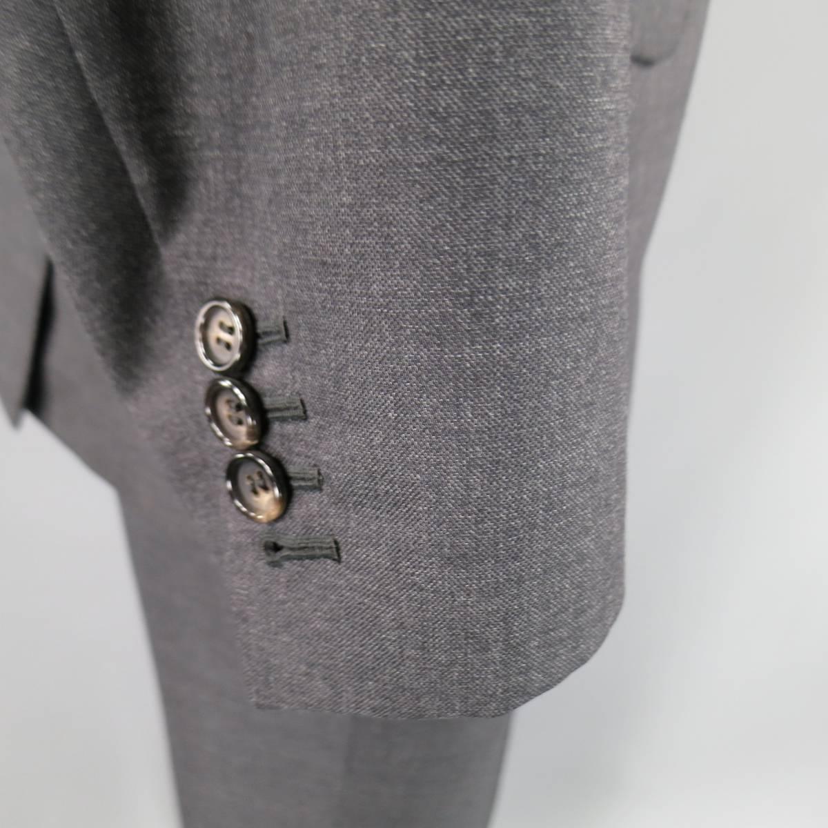Men's BRIONI 40 Regular Charcoal Textured Wool Notch Lapel Suit In Excellent Condition In San Francisco, CA