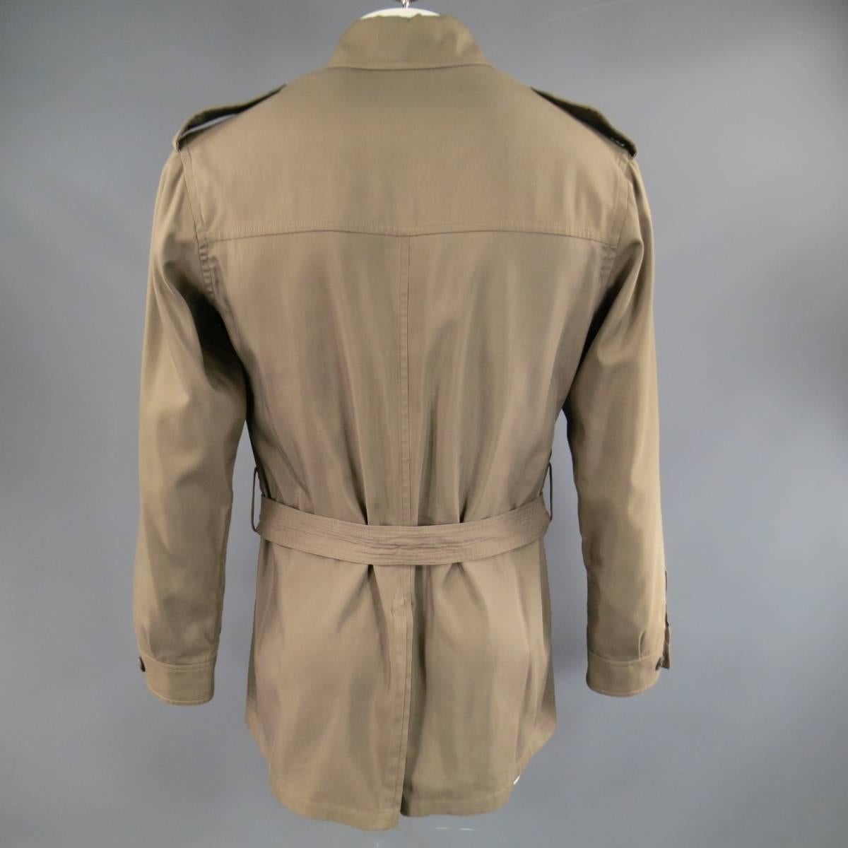 Men's YVES SAINT LAURENT 40 Taupe Cotton / Silk Patch Pocket Safari Jacket In Good Condition In San Francisco, CA