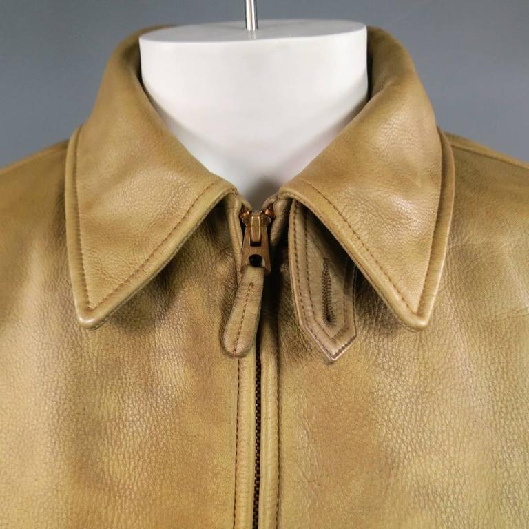 Men's RRL by RALPH LAUREN 42 Distressed Beige Leather Patch Pocket ...