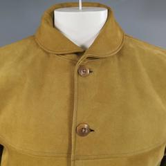 Men's RRL by RALPH LAUREN 42 Tan Sude Leather Cuved Collar Bomber Jacket