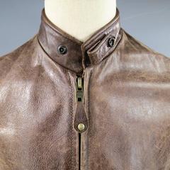 SCHOTT S Distressed Brown Leather Motorcycle Jacket