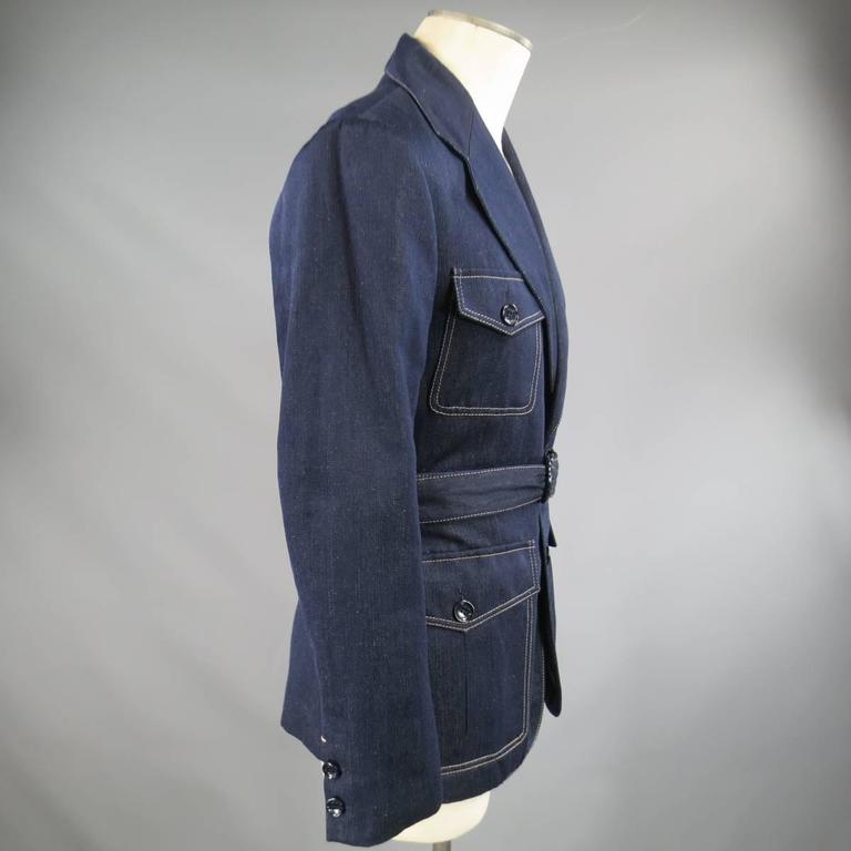 Men&#39;s LOUIS VUITTON Sport Coat - Size 38 Navy Silk / Linen Denim Safari at 1stdibs