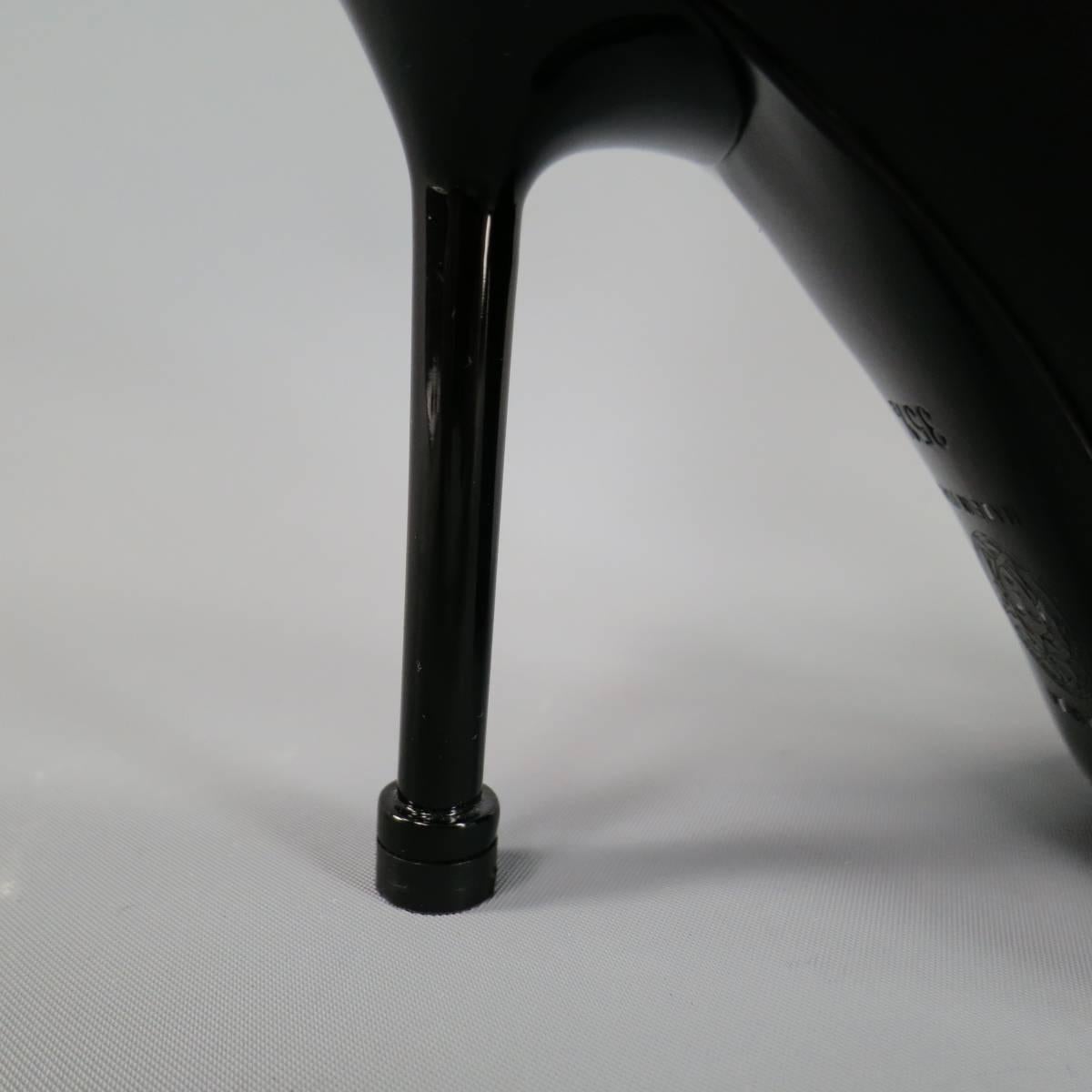 VERSACE Size 5.5 Black Leather Pointed Toe Cutout Medusa Pumps 1