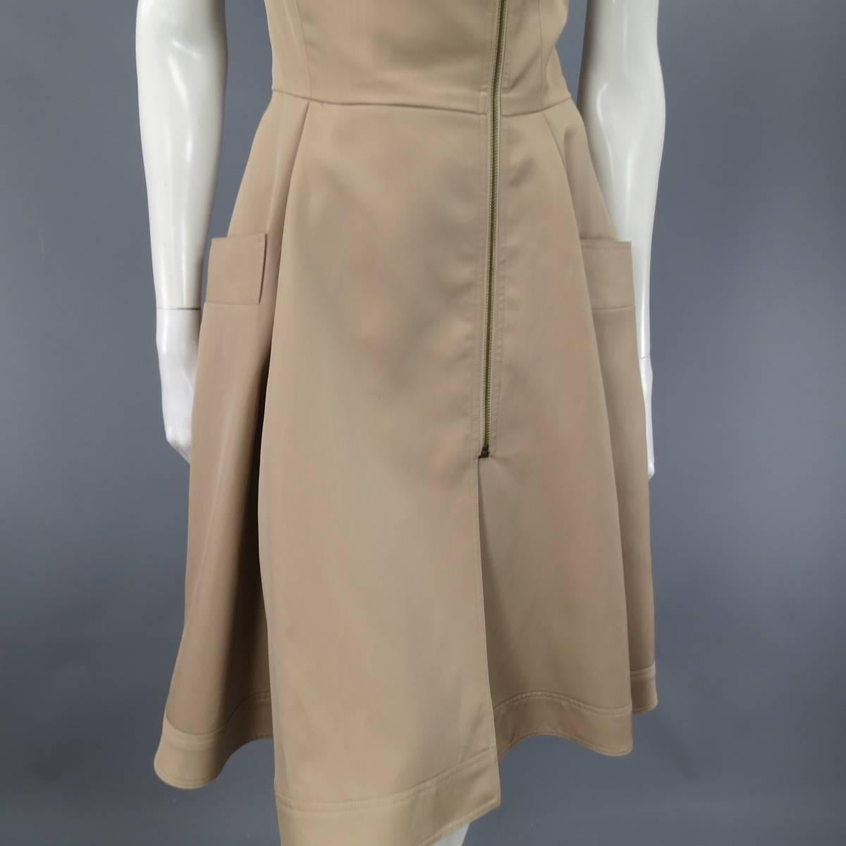 Women's Oscar de la Renta Beige Wool and Silk Dress - Size US 6