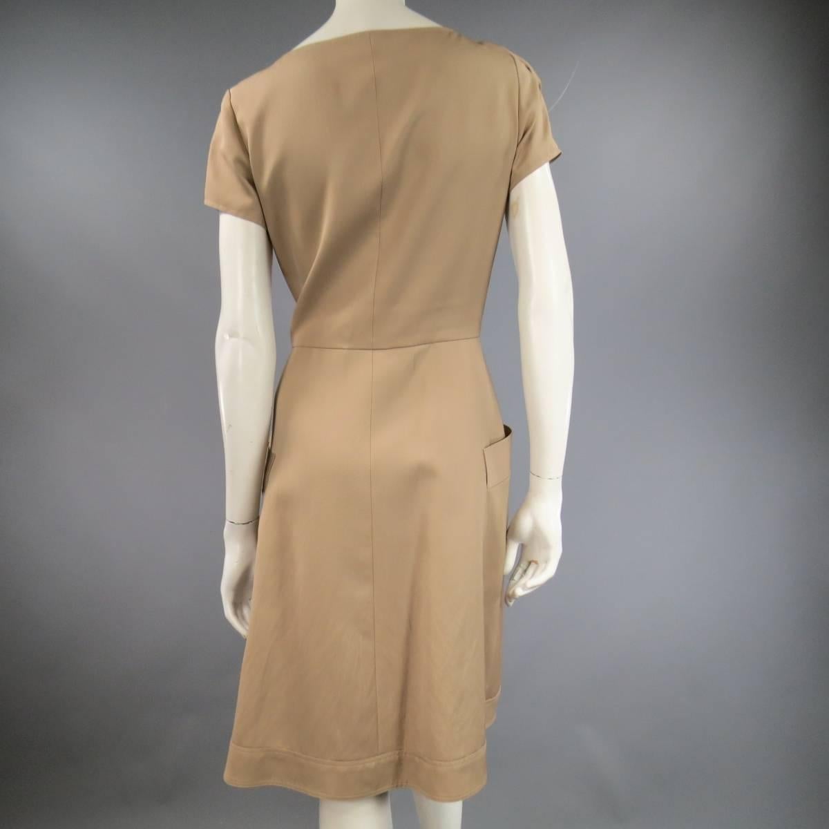 Oscar de la Renta Beige Wool and Silk Dress - Size US 6 2