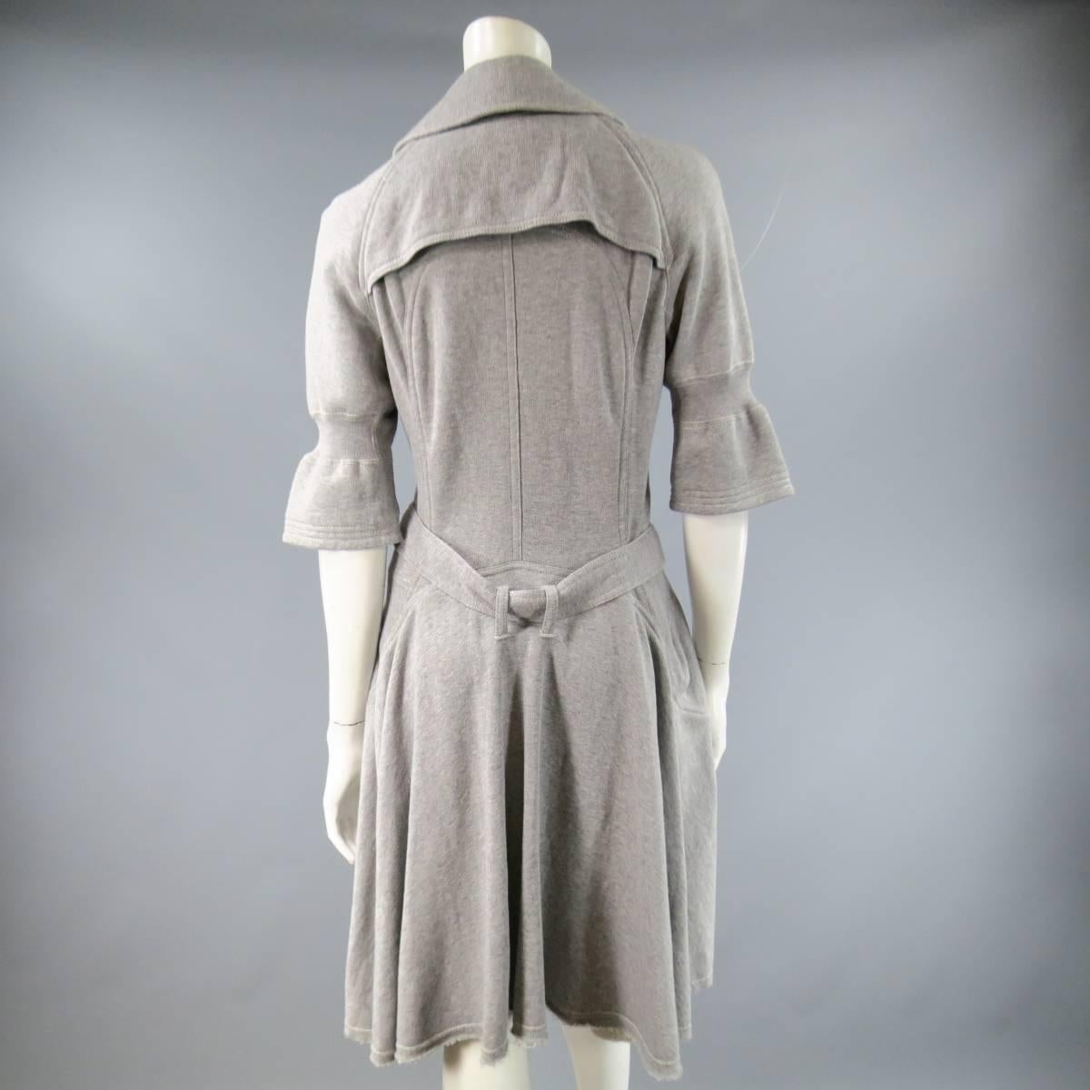 JUNYA WATANABE Size M Heather Gray French Terry Trench Coat Dress 2