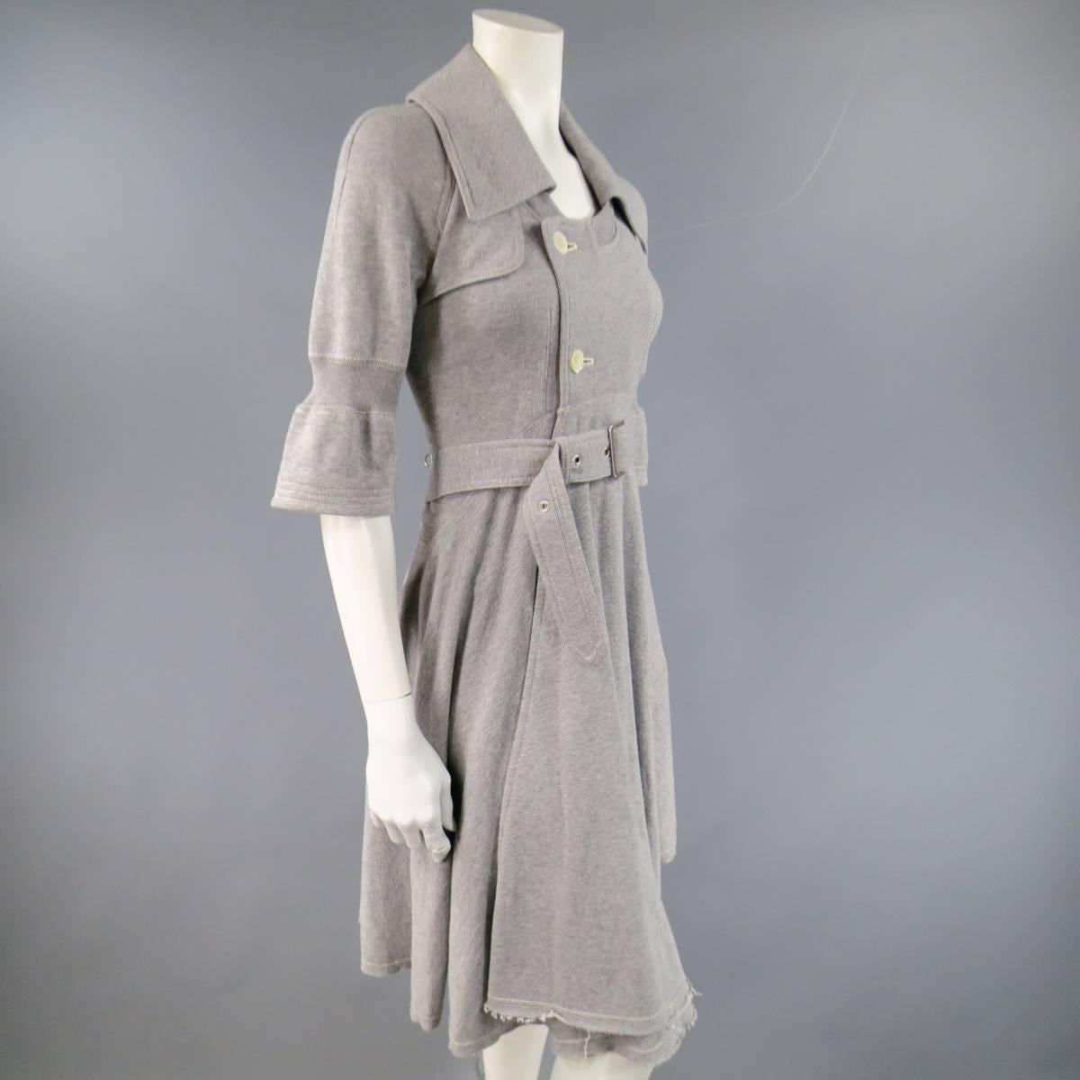Women's JUNYA WATANABE Size M Heather Gray French Terry Trench Coat Dress