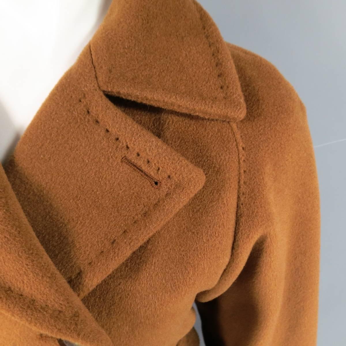 MAX MARA Size 6 Light Brown Virgin Wool/Cashmer Top Stitch Long Coat In Excellent Condition In San Francisco, CA