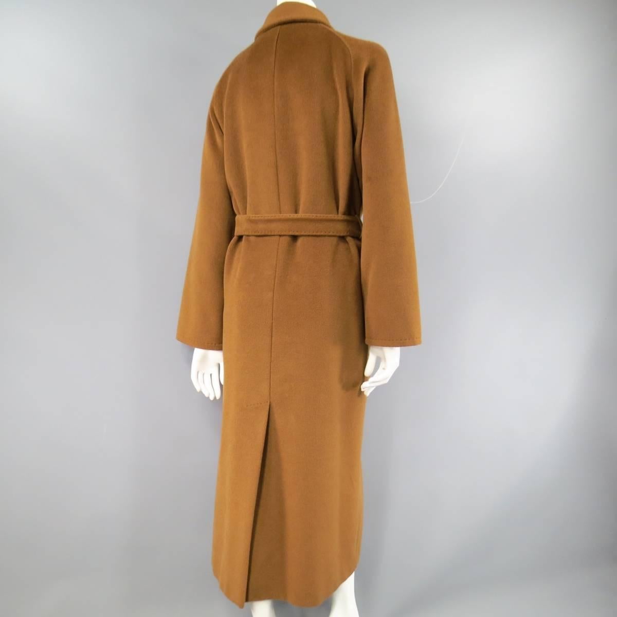 MAX MARA Size 6 Light Brown Virgin Wool/Cashmer Top Stitch Long Coat 3