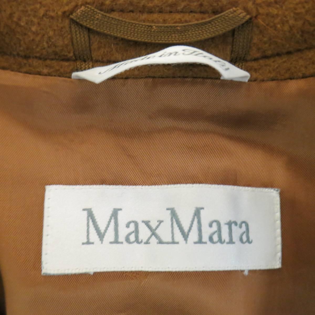 MAX MARA Size 6 Light Brown Virgin Wool/Cashmer Top Stitch Long Coat 5