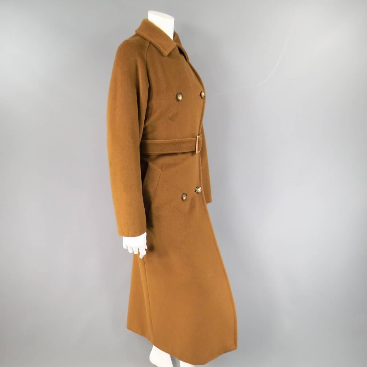 MAX MARA Size 6 Light Brown Virgin Wool/Cashmer Top Stitch Long Coat 1