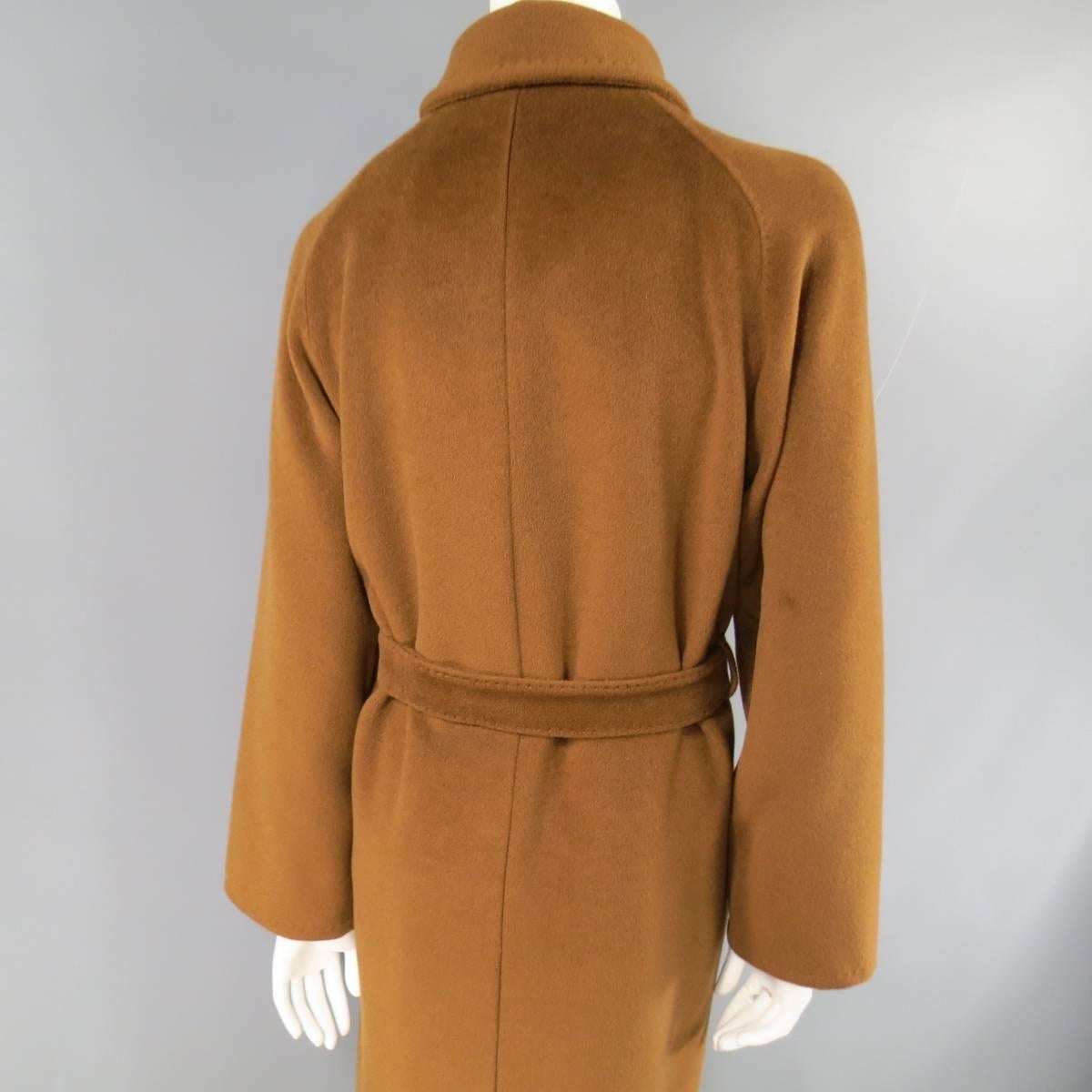 MAX MARA Size 6 Light Brown Virgin Wool/Cashmer Top Stitch Long Coat 4