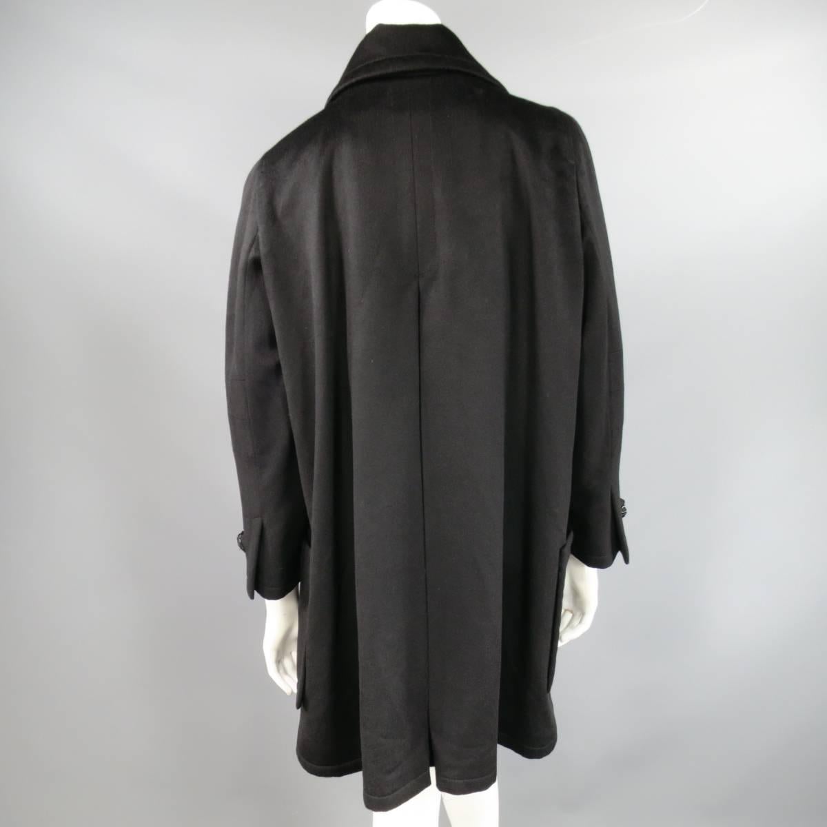 JEAN-LOUIS SCHERRER Size L Black Cashmere Blend Beaded Rose Button Coat 2
