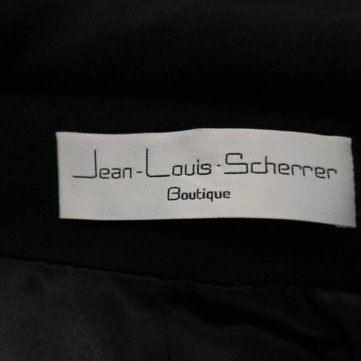 JEAN-LOUIS SCHERRER Size L Black Cashmere Blend Beaded Rose Button Coat 3