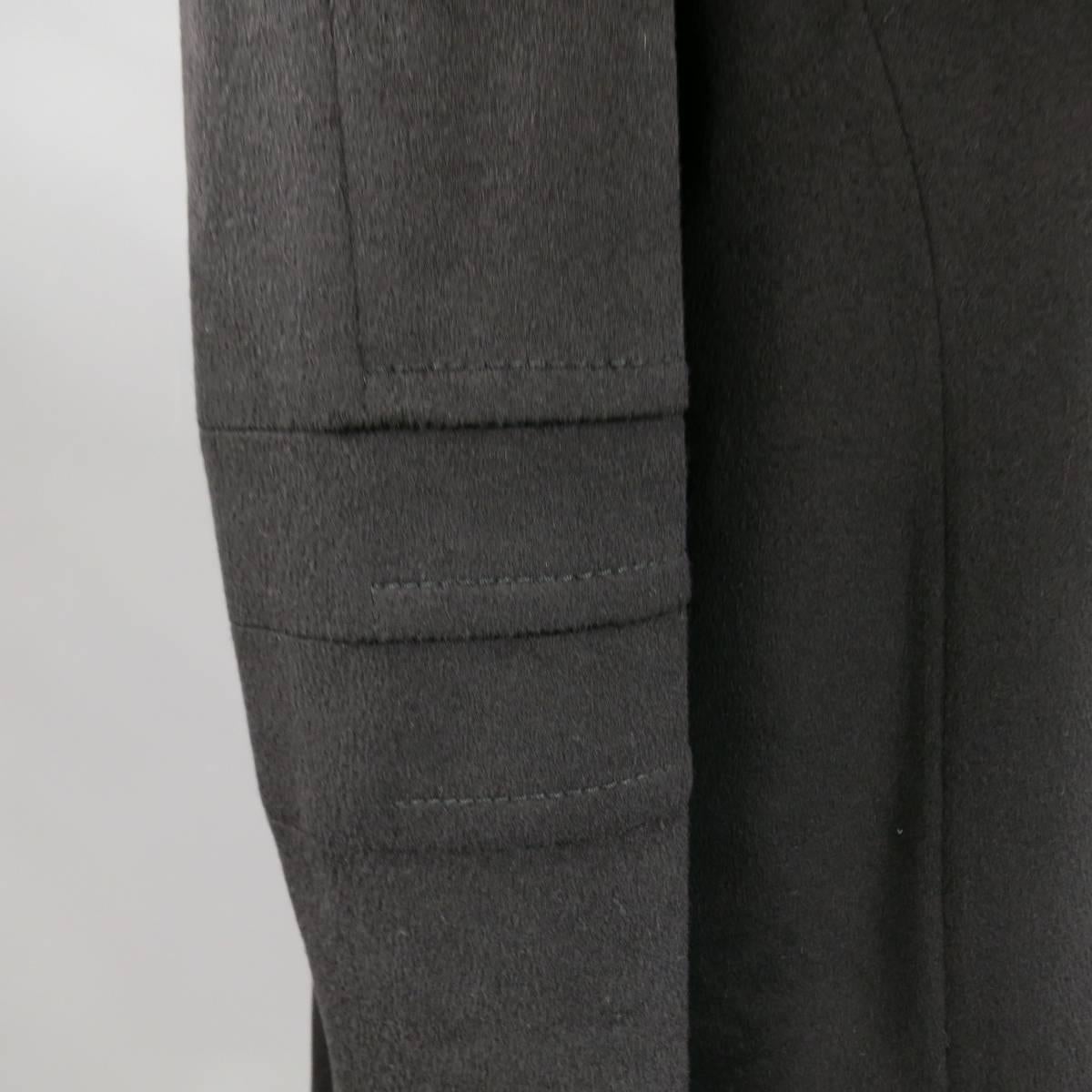 JEAN-LOUIS SCHERRER Size L Black Cashmere Blend Beaded Rose Button Coat 4