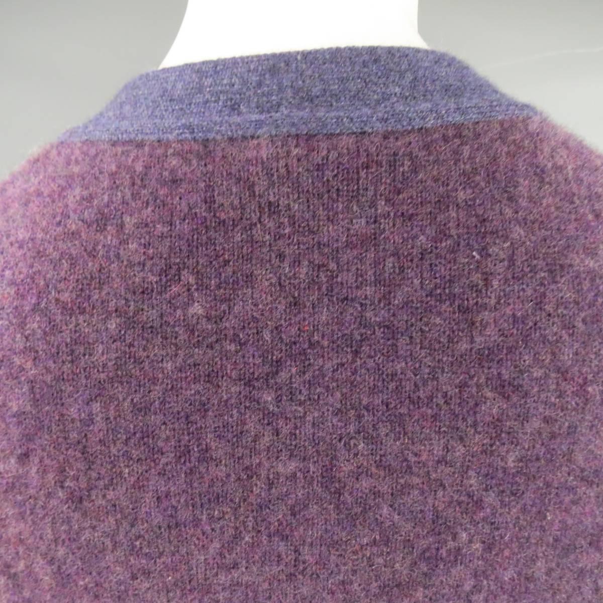 Gray CHANEL Size 10 Two Tone Purple Lion Head Button Cashmere Cardigan