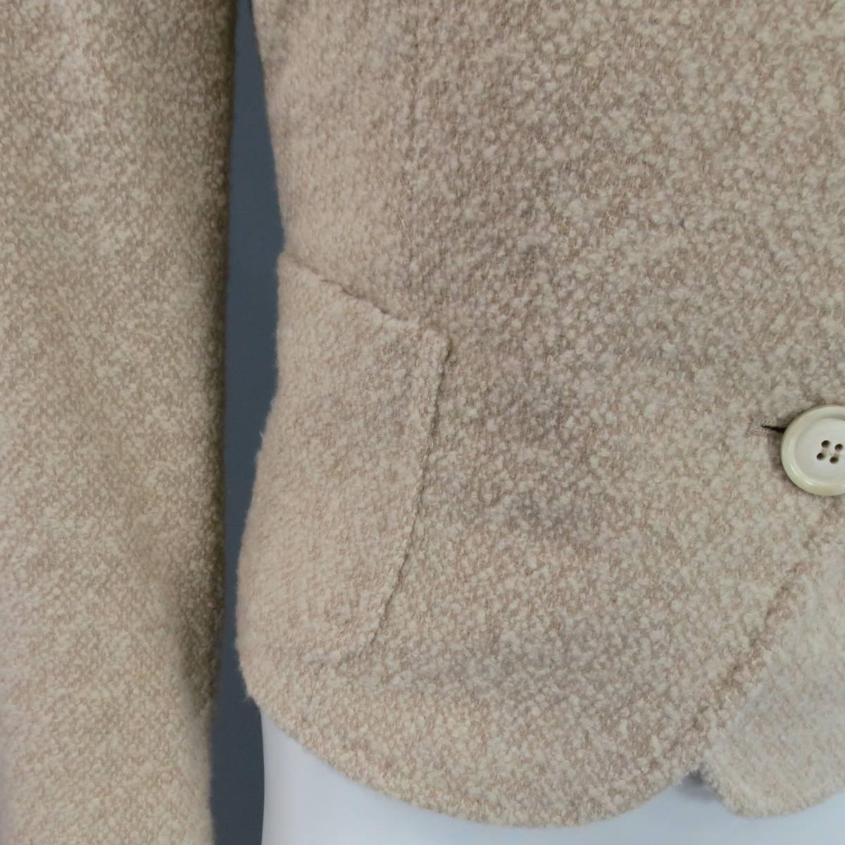 MAX MARA Size 8 Beige Cashmere Blend Tweed Asymmetrical Collared Jacket In Excellent Condition In San Francisco, CA