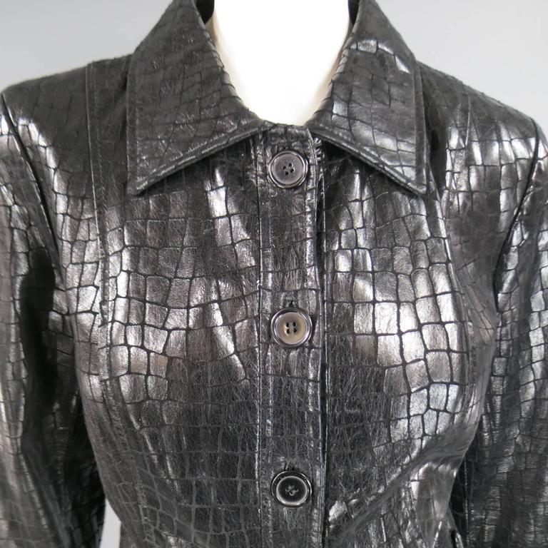 Vintage Crocodile Print Leather Jacket