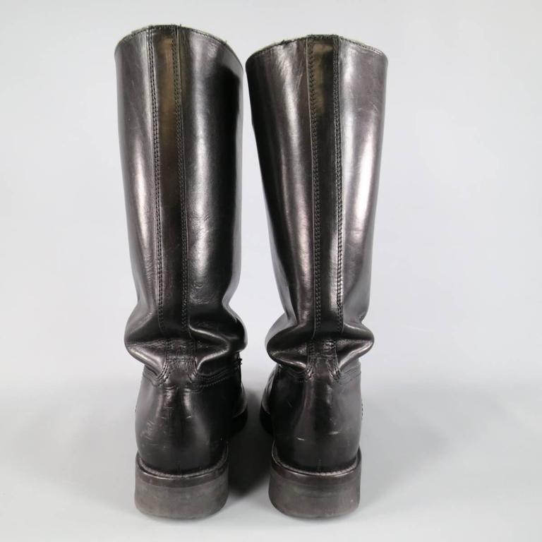 Men's ANN DEMEULEMEESTER Size 8 Black Leather Tall Boots at 1stDibs ...