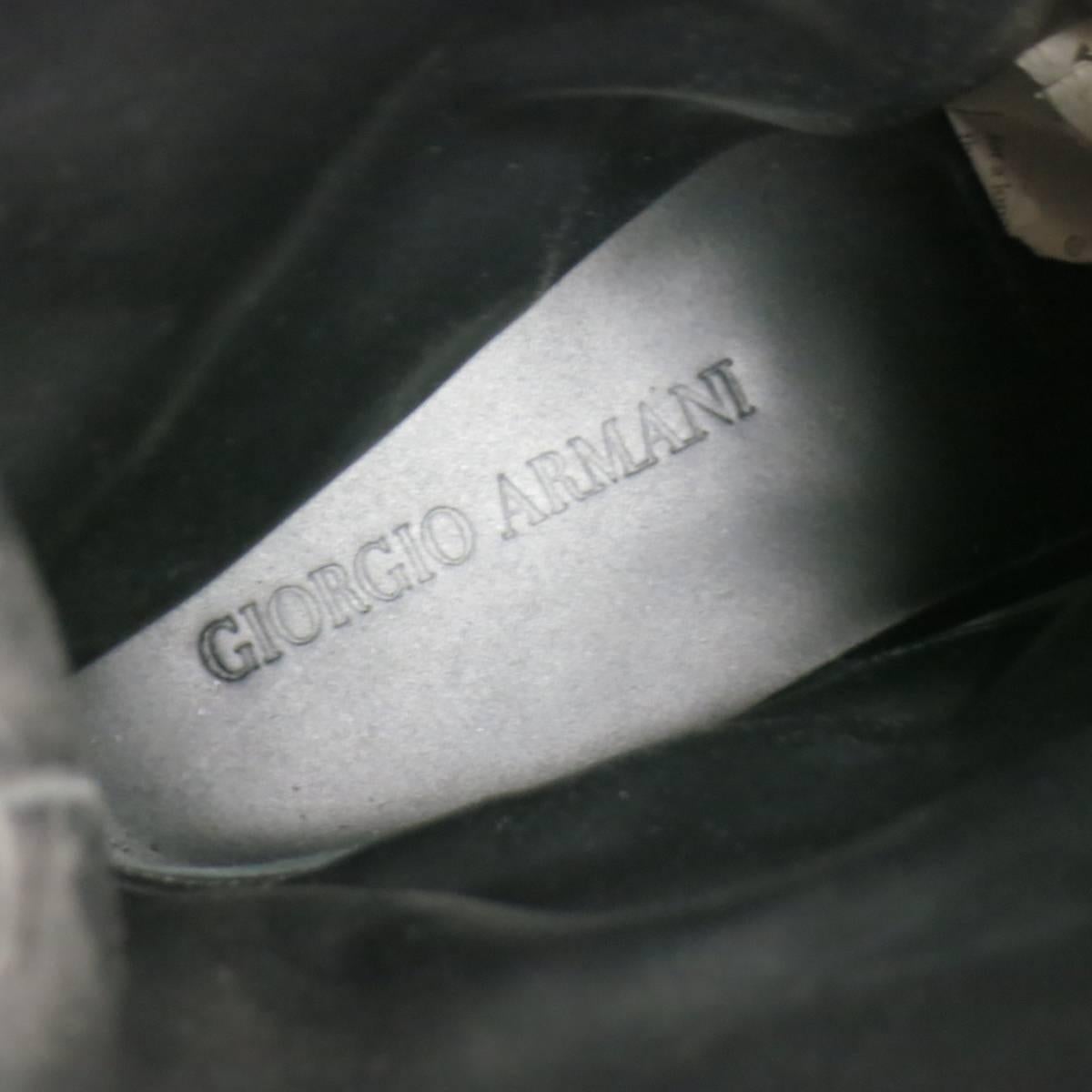 GIORGIO ARMANI Size 11.5 Black Leather Biker Boots 3