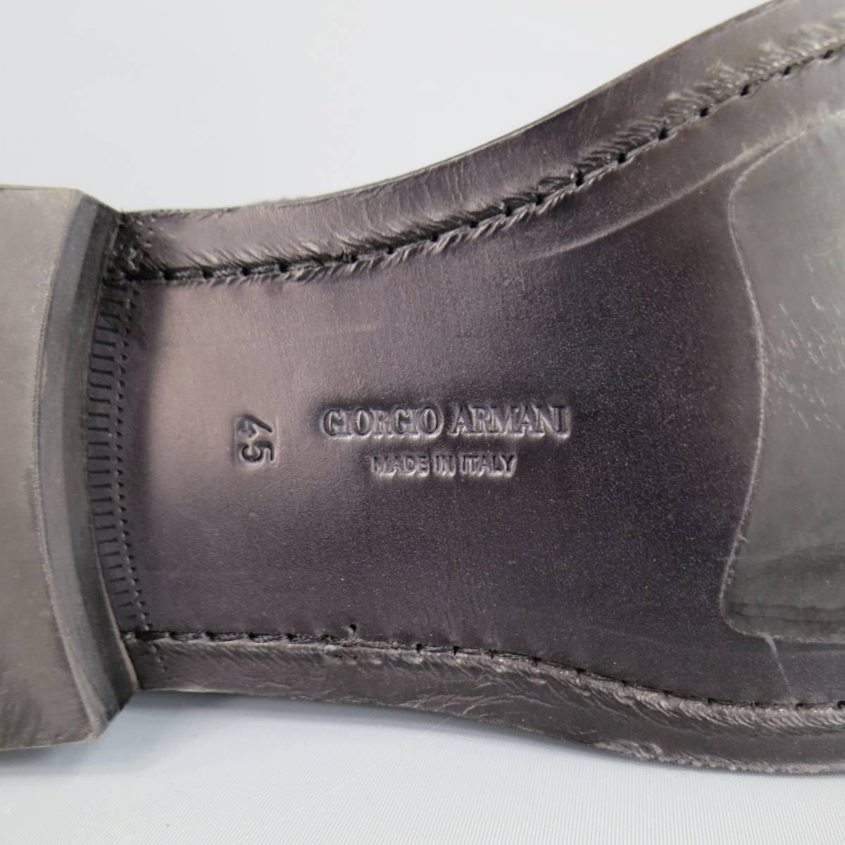 GIORGIO ARMANI Size 11.5 Black Leather Biker Boots 2