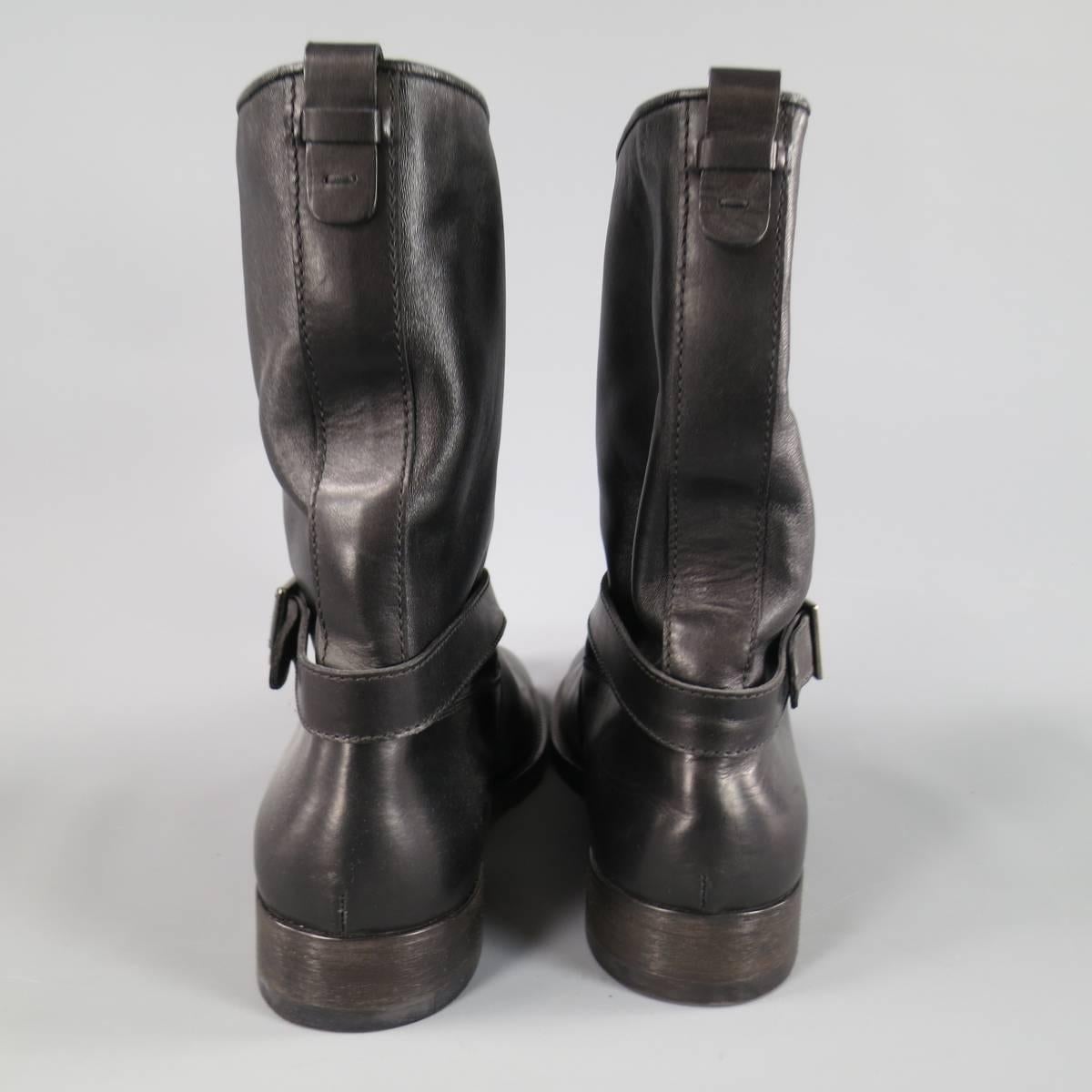 Men's GIORGIO ARMANI Size 11.5 Black Leather Biker Boots