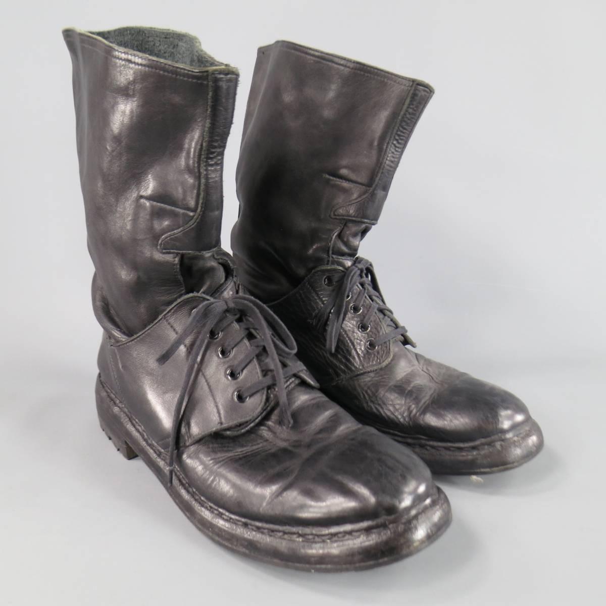 BURBERRY PRORSUM Size 11.5 Black Leather Shoe Boots In Good Condition In San Francisco, CA