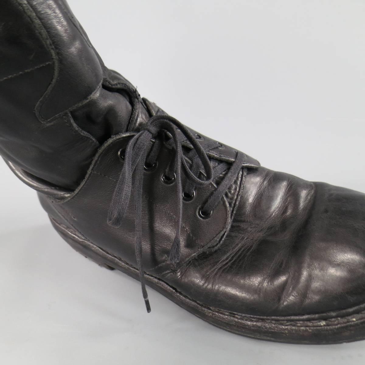 BURBERRY PRORSUM Size 11.5 Black Leather Shoe Boots 1