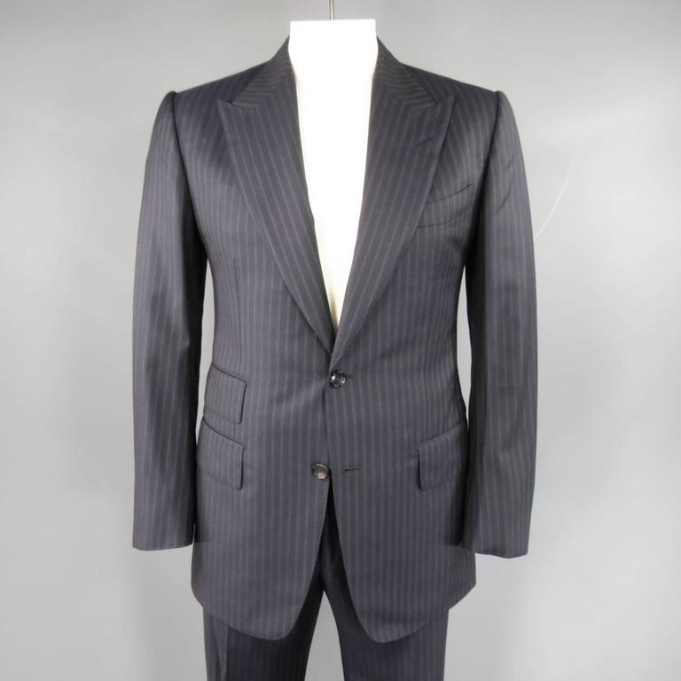 Big Lapel - Wide Lapel - Tom Ford Style Suit - Ticket Pocket - Navy Blue