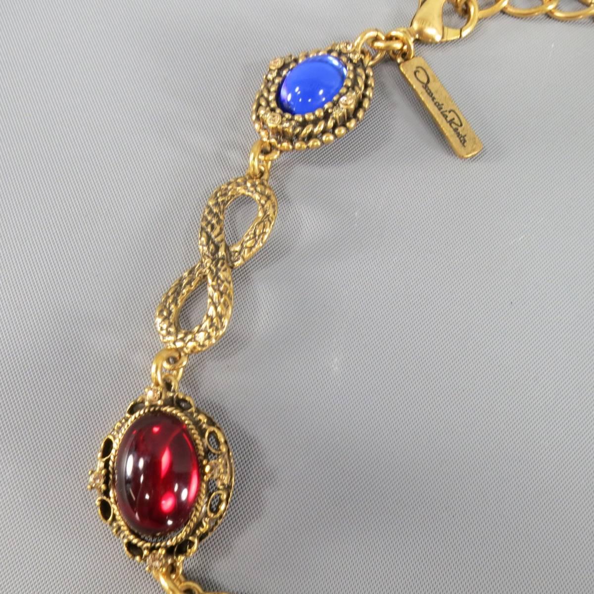 OSCAR DE LA RENTA Jeweled Gold European Vintage Byzantine Inspired Necklace 2