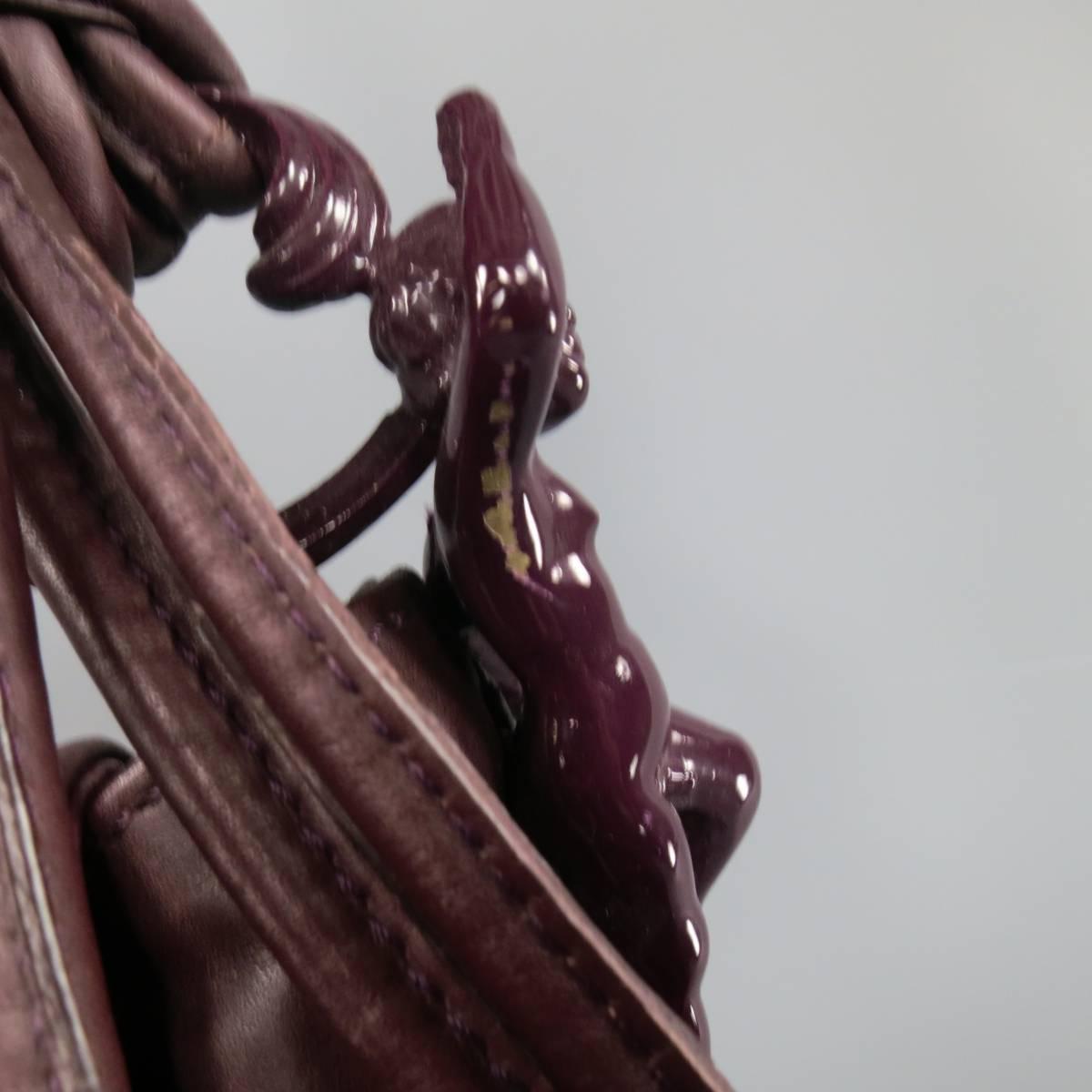 ARNOLDO BATTOIS Plum Leather Layered Cherub Sadle Shoulder Bag 1