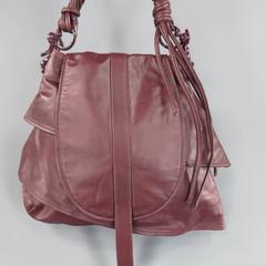 ARNOLDO BATTOIS Plum Leather Layered Cherub Sadle Shoulder Bag