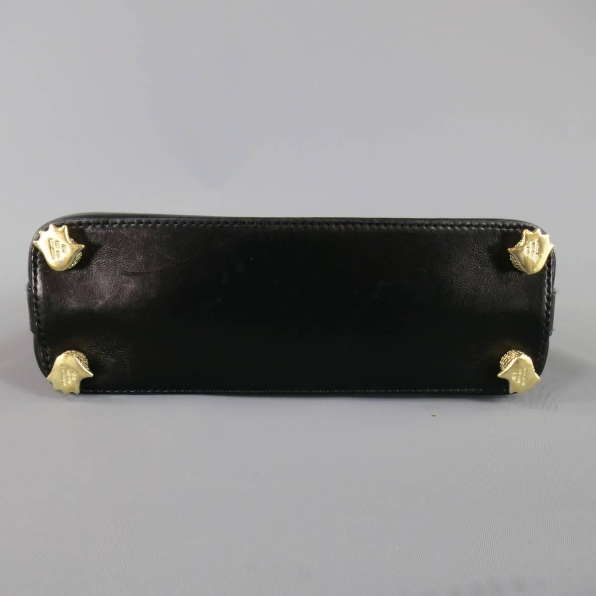 Women's KIESELSTEIN-CORD Black Woven Leather Light Gold Crocodile Clasp Handbag