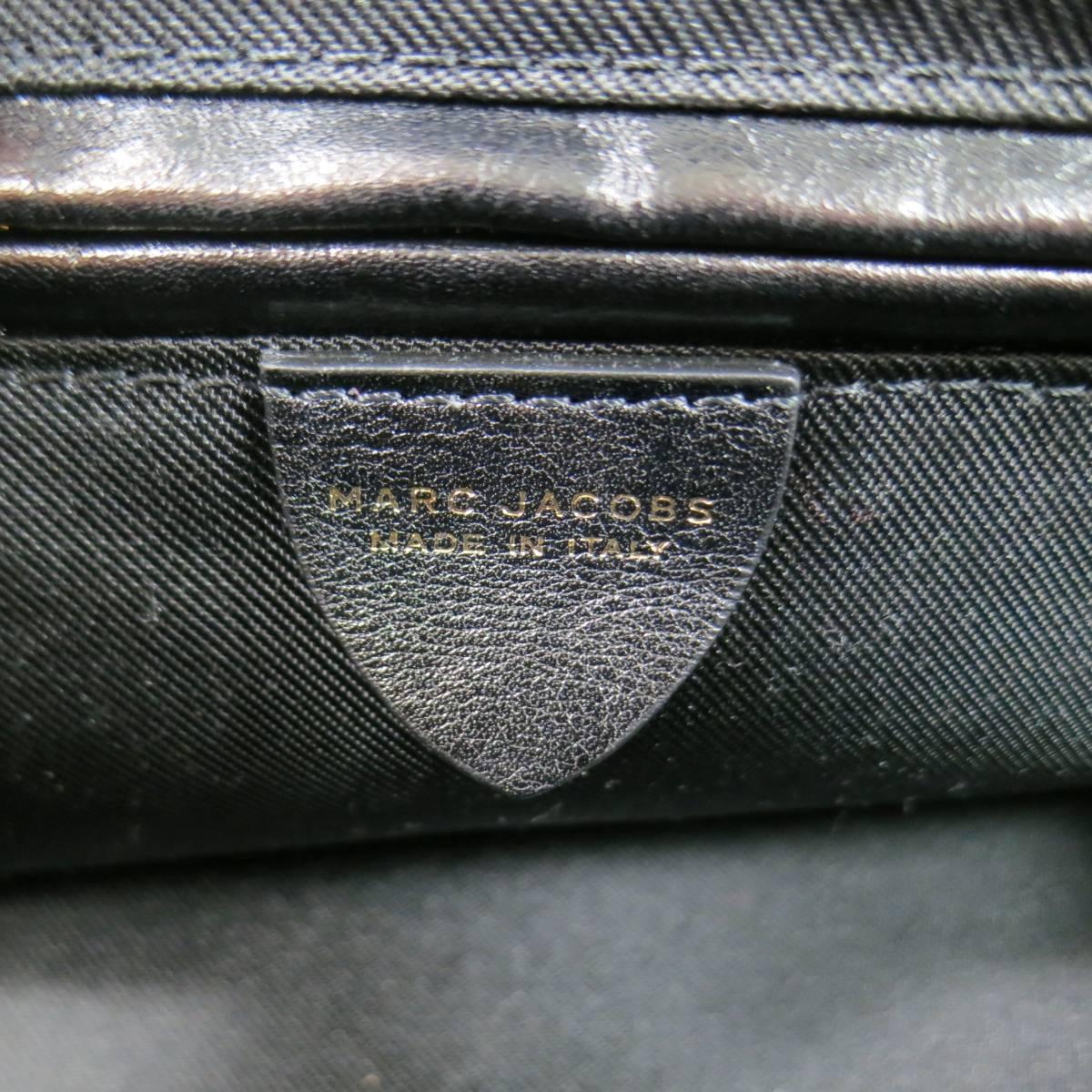MARC JACOBS Black Gathered Leather Gold Chain Handbag 5