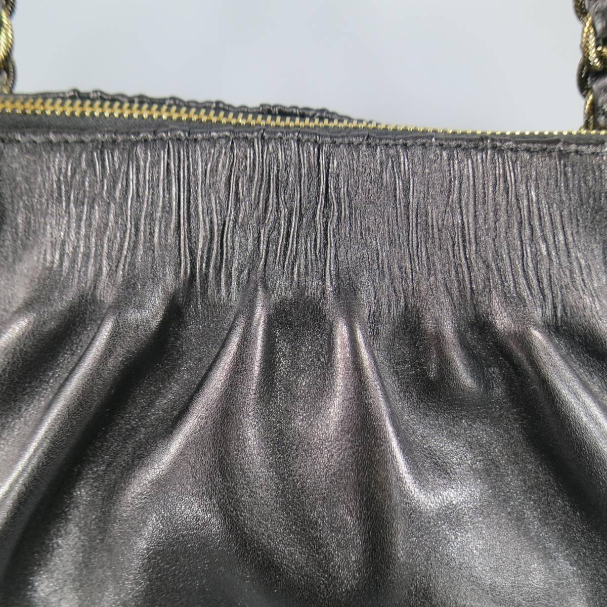 MARC JACOBS Black Gathered Leather Gold Chain Handbag In New Condition In San Francisco, CA