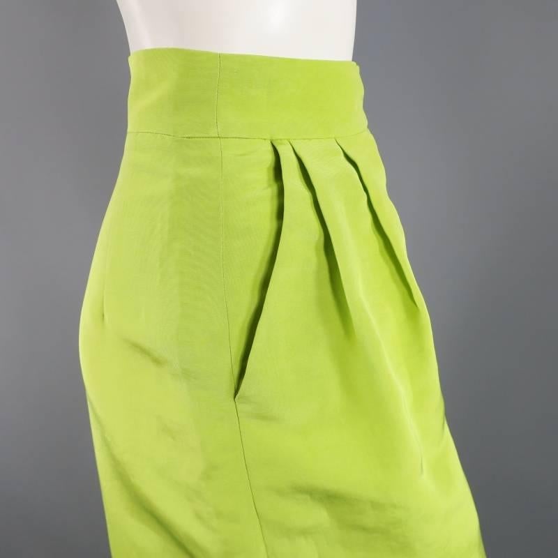 Women's OSCAR DE LA RENTA Size 8 Light Green Silk Dramatic Wide Leg Dress Pants