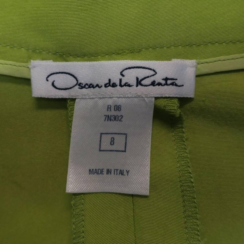 OSCAR DE LA RENTA Size 8 Light Green Silk Dramatic Wide Leg Dress Pants 3