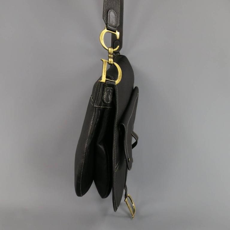 CHRISTIAN DIOR Black Leather Large Crossbody Saddle Bag at 1stDibs ...