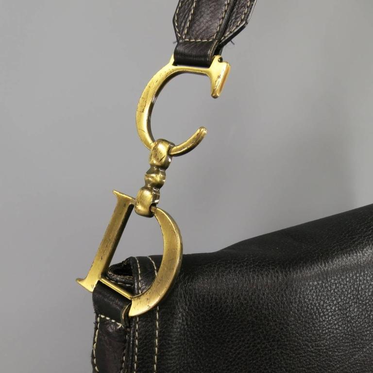 CHRISTIAN DIOR Black Leather Large Crossbody Saddle Bag at 1stDibs