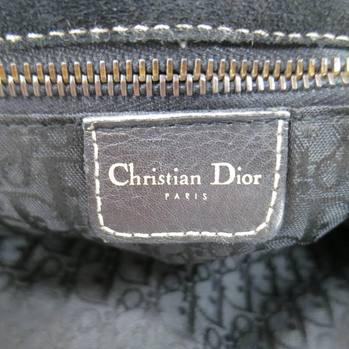 CHRISTIAN DIOR Black Leather Large Crossbody Saddle Bag 3