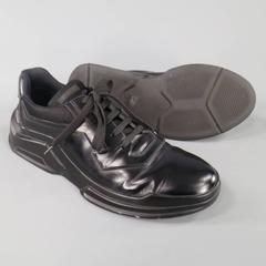 Men's PRADA Size 11 Black Leather Thick Rubber Sole Lace Up