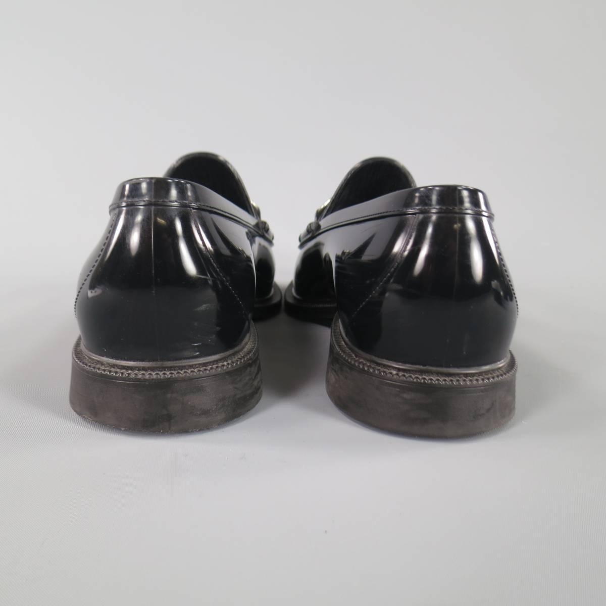 Men's GUCCI Size 10 Black Rubber Silver Horsebit Loafers In Excellent Condition In San Francisco, CA