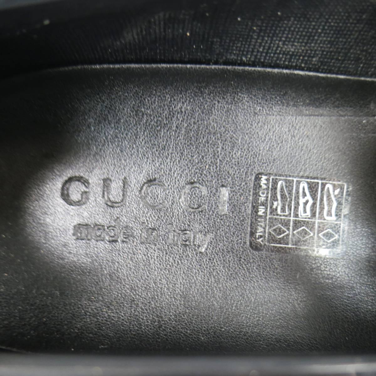 Men's GUCCI Size 10 Black Rubber Silver Horsebit Loafers 2