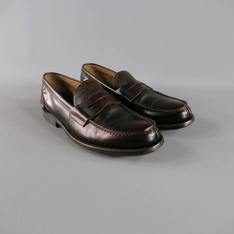 Men's PRADA Size 8 Distressed Brown Pebbled Leather Penny Loafers at  1stDibs | prada mens loafers, prada penny loafers, brown leather penny  loafers