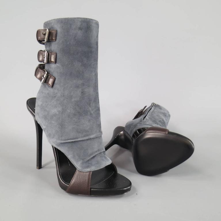 Bottes Cuir Giuseppe Zanotti Taille 38.5 (US 8.5) - Bicolore Bleu/marron - Neuvres Avec Boîte - Valeur Neuve 590€