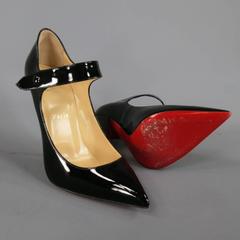 CHRISTIAN LOUBOUTIN Size 9 Black Patent Leather Pointed Toe Mary Jane Pumps