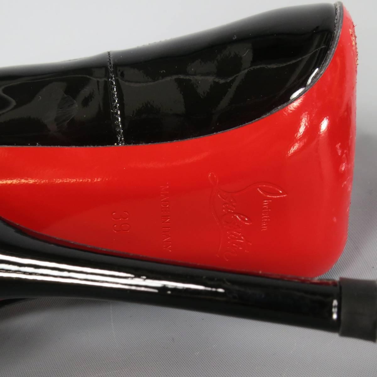 CHRISTIAN LOUBOUTIN Size 9 Black Patent Leather Pointed Toe Mary Jane Pumps In Excellent Condition In San Francisco, CA