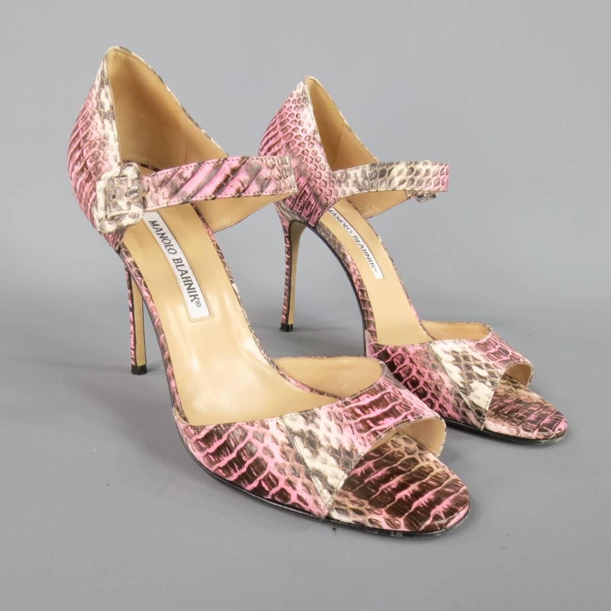 pink snakeskin sandals